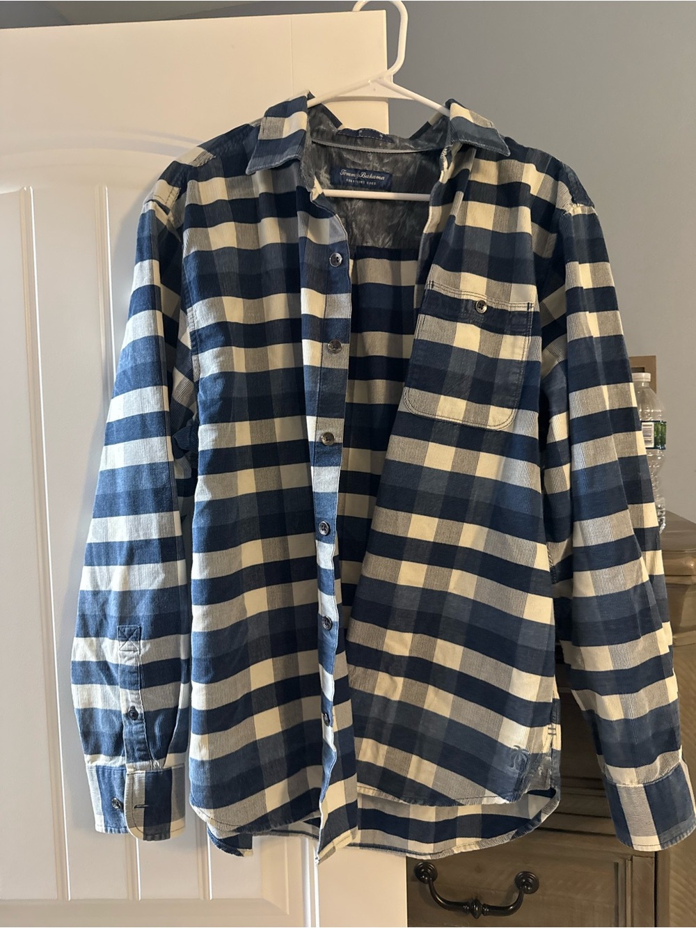 Tommy Bahama Navy and White Plaid Shirt Jacket